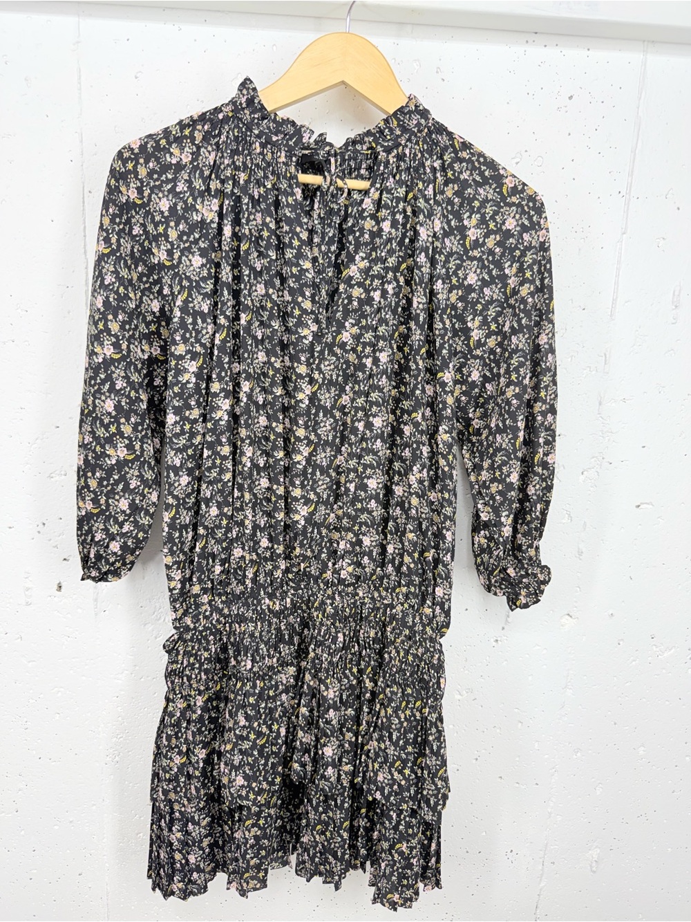 Current Air Small Black Floral Long Sleeve Smocked Ruffled Tiered Mini Dress - Picture 4 of 13